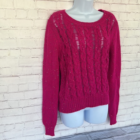 Aeropostal cable knit sequins pullover sweater - Picture 3 of 11